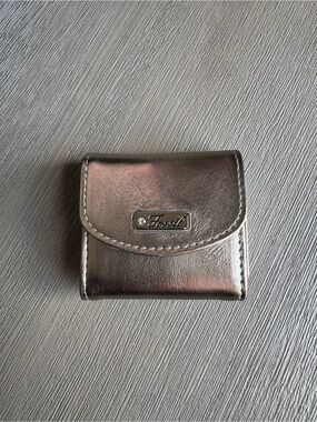 Fossil Metallic Silver Contact Lens Case Holder NWT